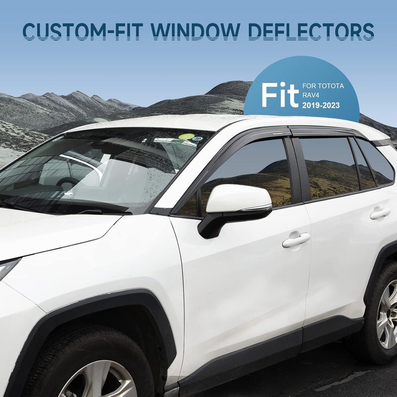 ACLONG Tape-On Rain Guards Fit for Toyota RAV4 2019 2020 2021 2022 2023 Tape-On Smoke Side Shatterproof Window Visor, Out-Channel Window Deflectors, 6-Pieces Set - Image 2